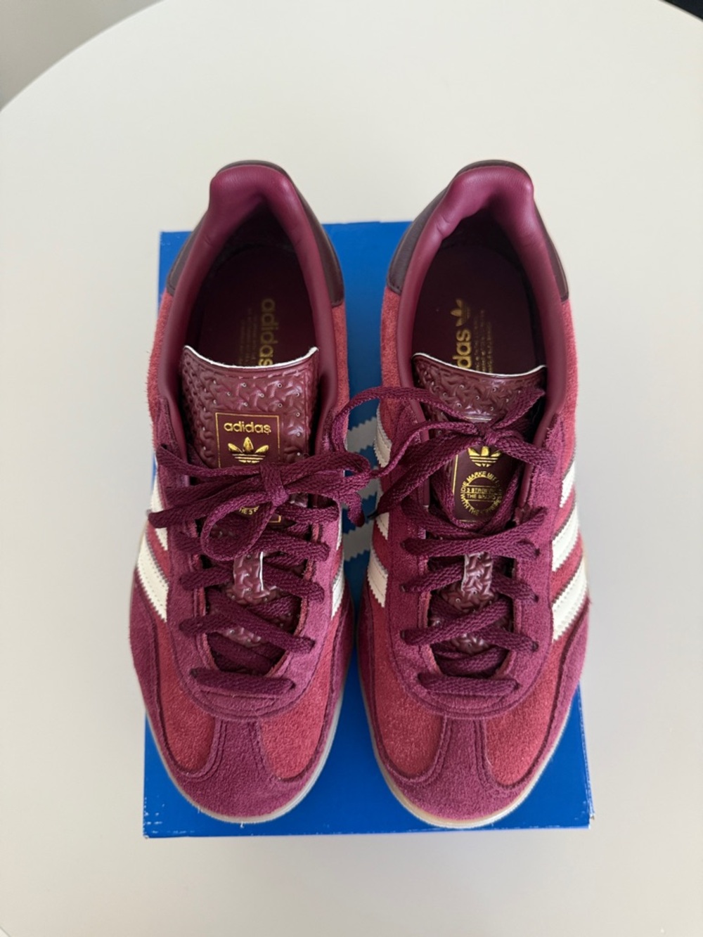 ADIDAS Gazelle Suede Sneakers in Burgundy Gazelle Indoor Shadow Red Off White - Picture 8 of 11